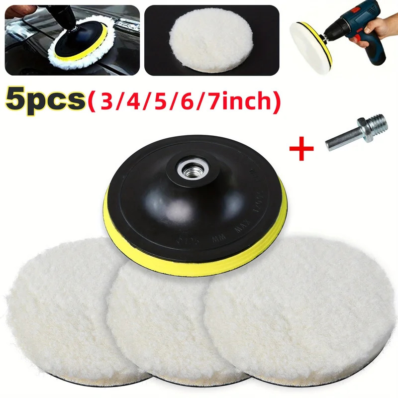 Car Wax Polishing Pad - 5개입 7/6/5/4/3인치 자동차 광택 왁싱 버핑