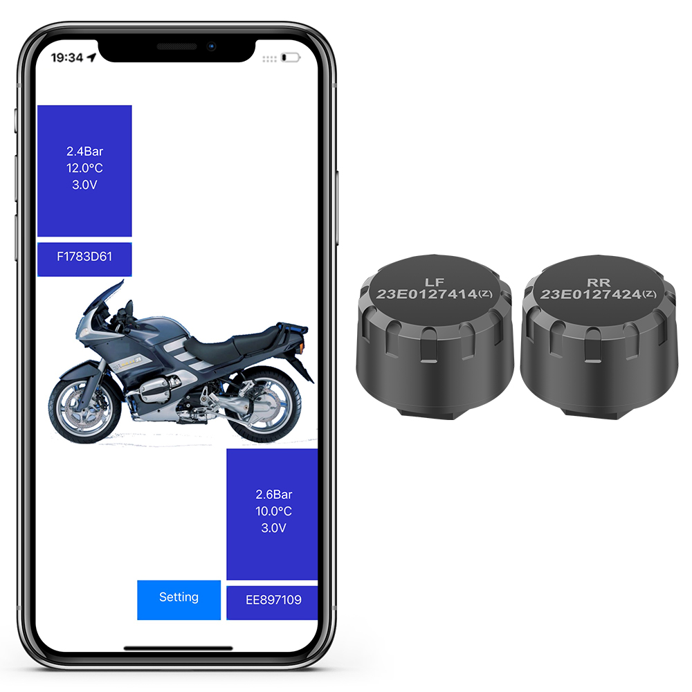 Tire Pressure Monitor - 오토바이 TPMS 2 센서 블루투스 4.0