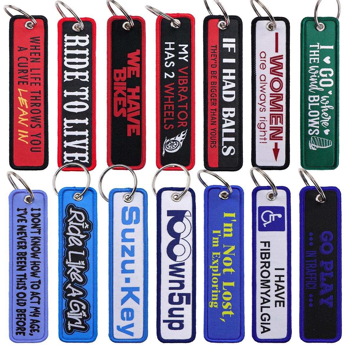 1PC 바이커 문구 자수 키홀더 멋진 명언 키 태그 자 - Car Accessories Quotation 리뷰 및 가격