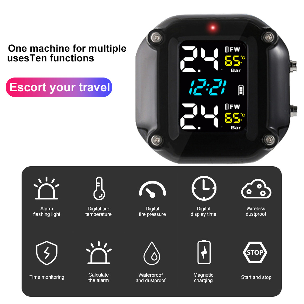 오토바이 타이어 압력 센서 다채로운 화면이있는 모토 T - Tire Pressure Monitor 리뷰 및 가격