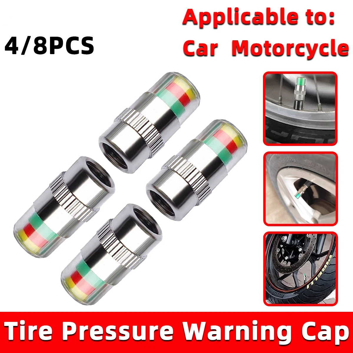 4/8PCS 자동차 타이어 밸브 캡(타이어 압력 게이지 - Tire Pressure Monitor 리뷰 및 가격