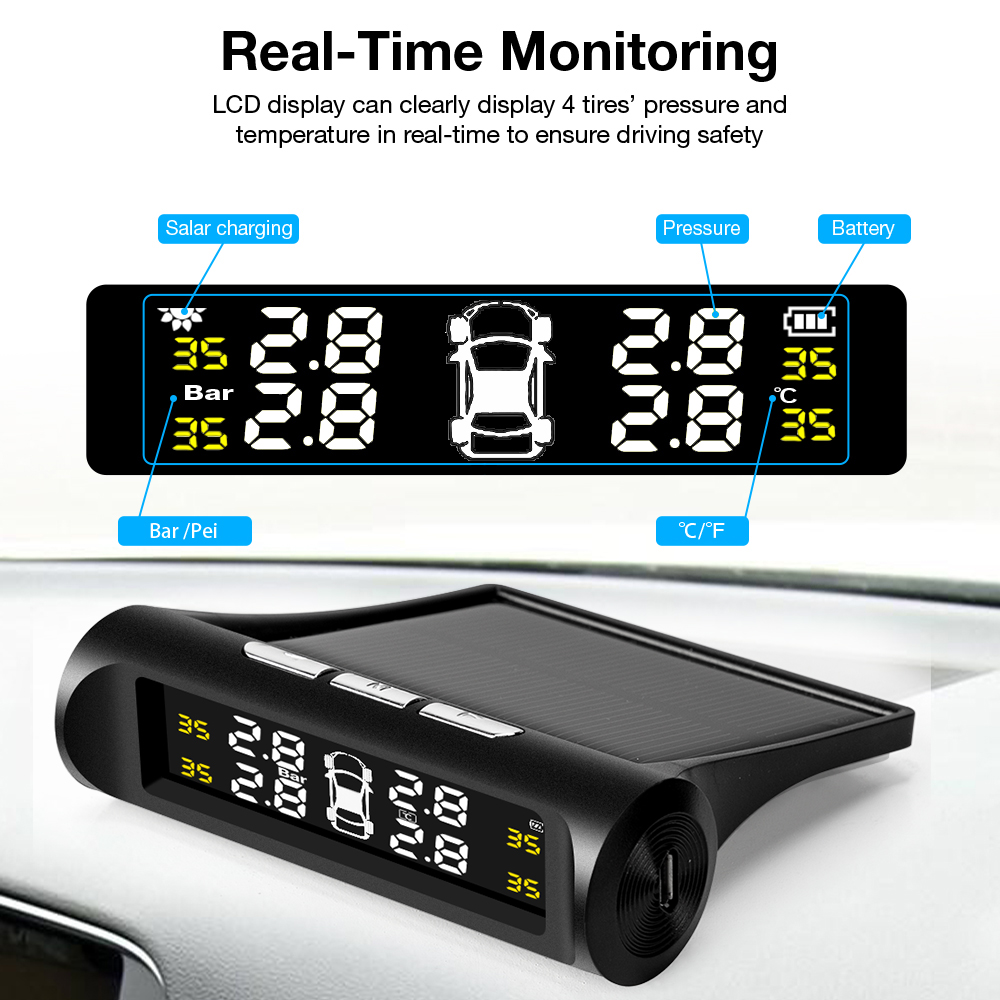 차량 TPMS 타이어 공기압 모니터링 시스템 태양광 충 - Tire Pressure Monitor 리뷰 및 가격